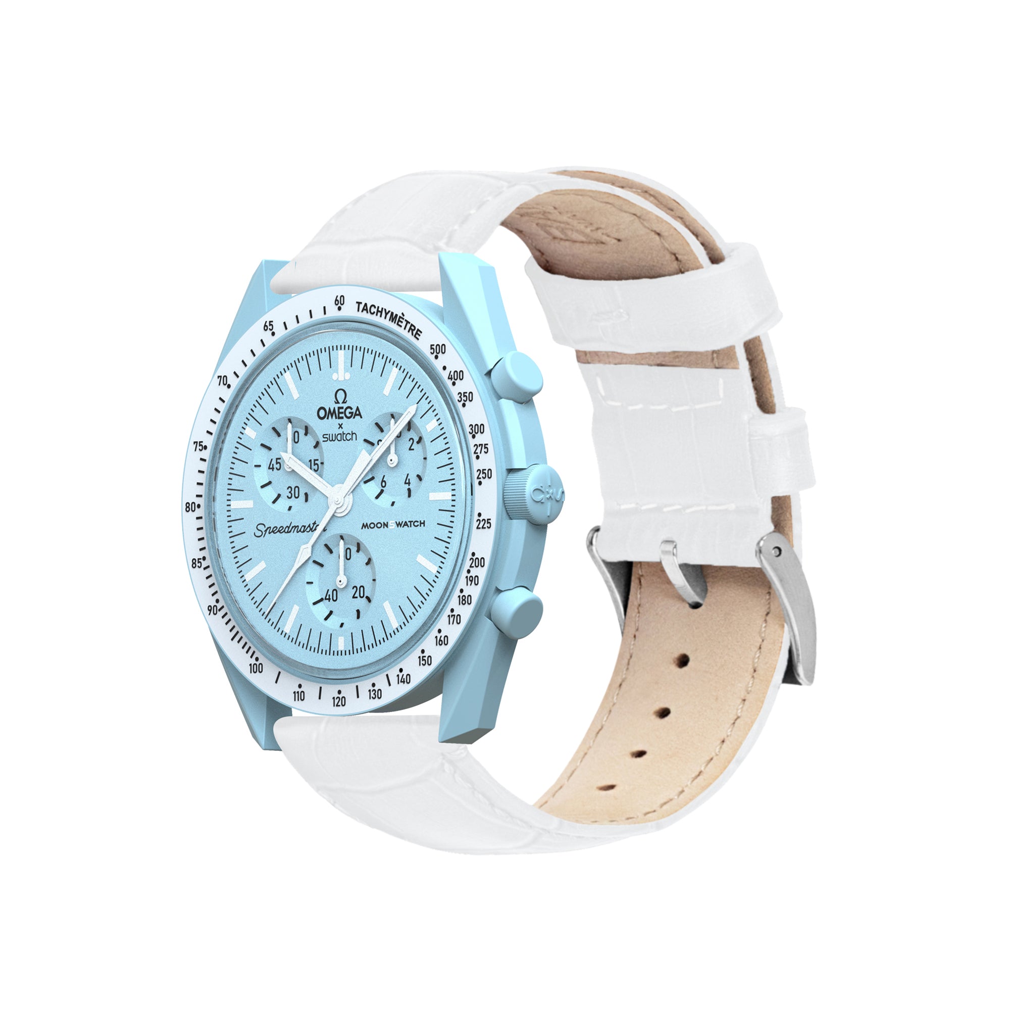 Omega Moonswatch White Alligator Grain Leather Watch Band – Barton