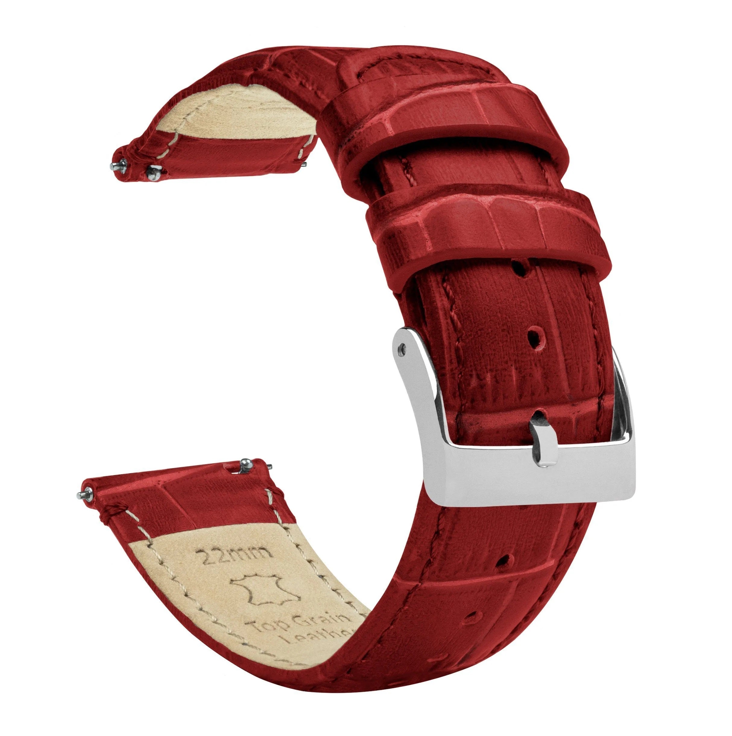 Samsung Galaxy Watch3 Crimson Red Alligator Grain Leather Watch