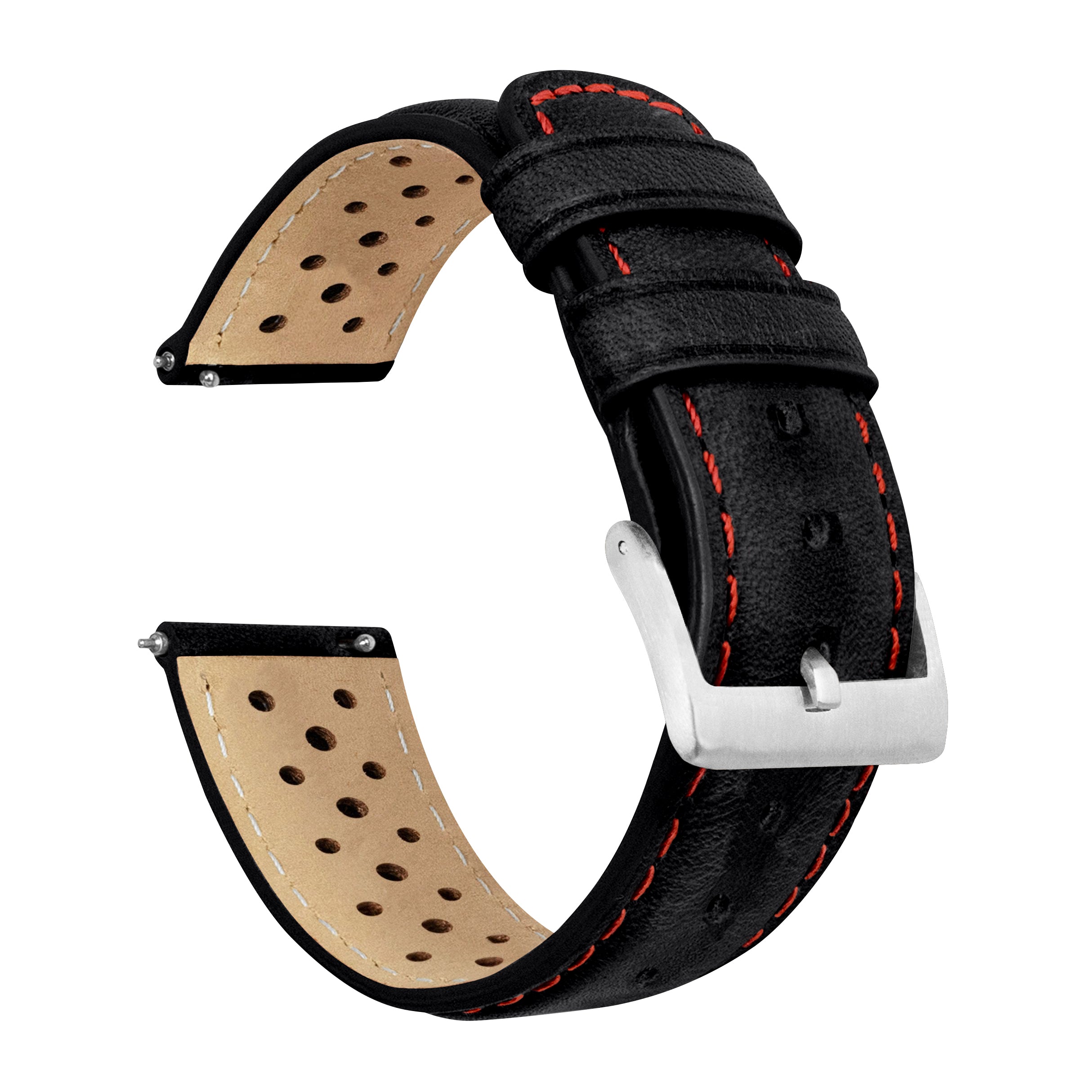 Black Red Stitch Racing Horween Leather Watch Band – Barton Watch