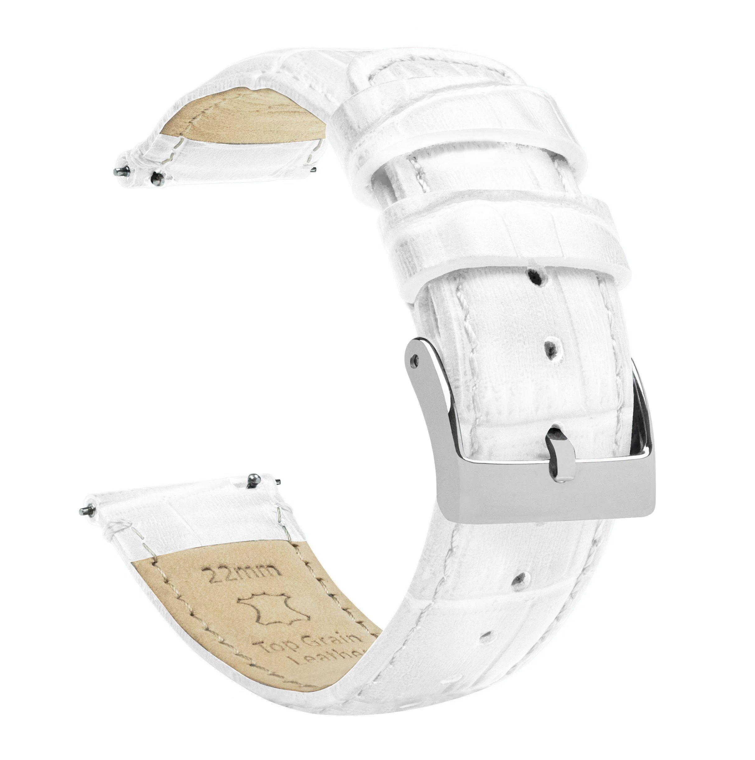 Michele Compatable white alligator textured leather Watch band 20M reg. Genuine Leather 16 mm White Alligator Watch Band Strap GOLD  main image 3